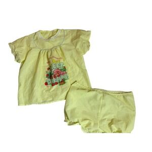 Vintage 80s Strawberry Shortcake‎ shortie PJS Yellow RARE size 14 girls